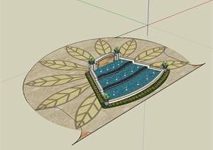 简欧风格景观喷水池设计SU(草图大师)模型