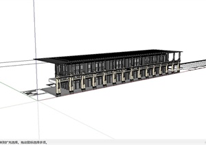 新古典风格两层商业楼建筑设计SU(草图大师)模型