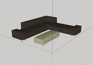 现代风格客厅详细沙发设计SU(草图大师)模型