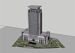 现代详细政府办公大楼设计SU(草图大师)模型