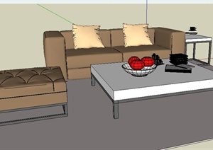 现代沙发茶几及边几设计SU(草图大师)模型