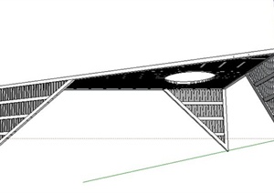 现代三角形顶廊架设计SU(草图大师)模型