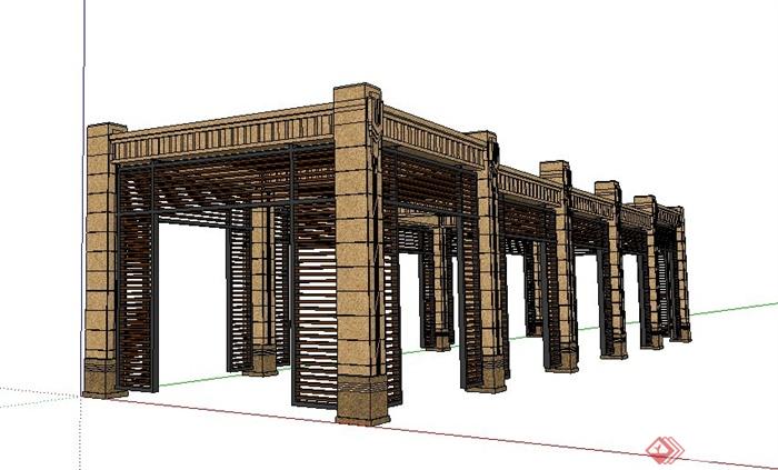 新古典景观长廊设计su精品模型(2)