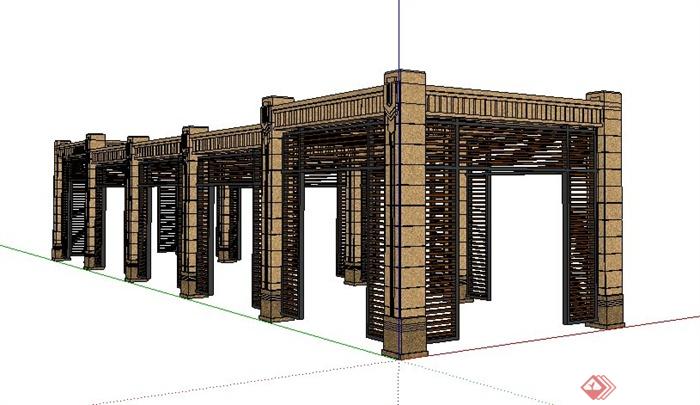 新古典景观长廊设计su精品模型(1)