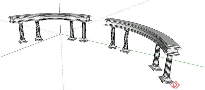 欧式罗马柱景观架设计su模型(2)