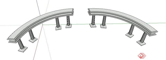 欧式罗马柱景观架设计su模型(3)