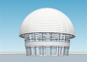 某现代风格蘑菇造型会馆建筑设计SU(草图大师)模型