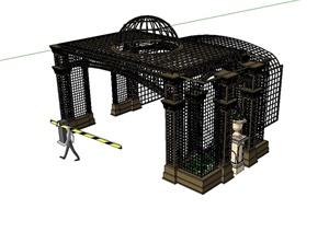 欧式风格大门详细廊架设计SU(草图大师)模型