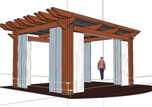 现代带纱帘景观亭设计SU(草图大师)模型