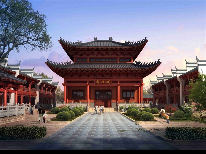 古建筑寺庙殿堂建筑设计3dmax模型带效果图原创