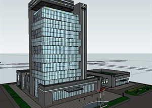 现代集团办公大厦建筑设计SU(草图大师)模型