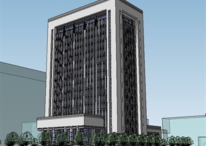 现代高层行政中心大楼建筑设计SU(草图大师)模型