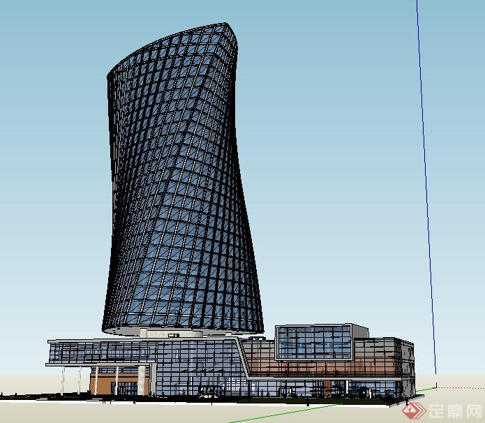 现代高层金融中心办公楼建筑设计su模型(1)