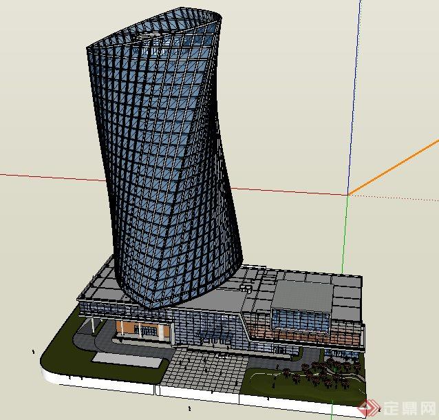 现代高层金融中心办公楼建筑设计su模型(4)