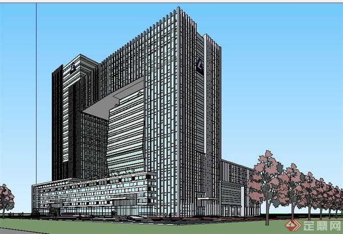 现代高层集团办公大厦建筑设计su模型(3)