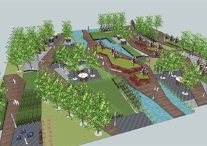 某现代风格休闲公园景观规划设计SU(草图大师)模型含JPG图片