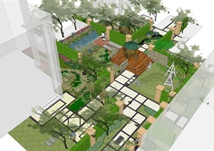 某现代风格庭院景观规划设计SU(草图大师)模型