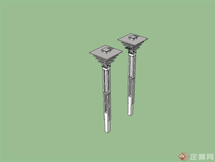 某現代風格無材質貼圖路燈設計su模型[原創]