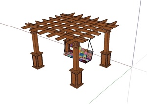 欧式风格休闲木质廊架设计SU(草图大师)模型