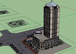 某欧式商业住宅楼详细建筑楼设计SU(草图大师)模型