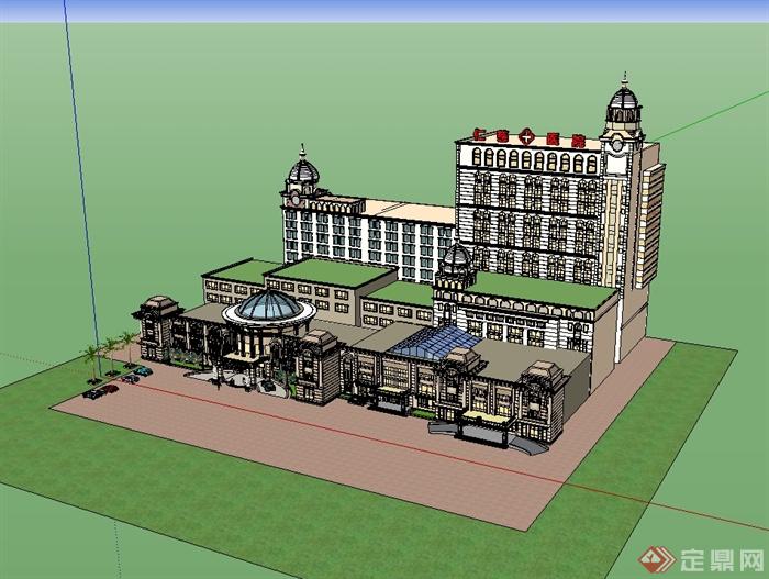 欧式风格医院建筑楼设计su模型(2)