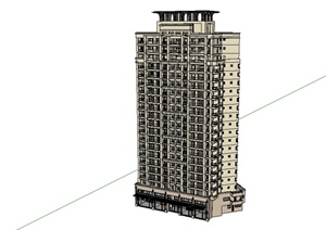 现代风格高层详细商业居住建筑楼设计SU(草图大师)模型