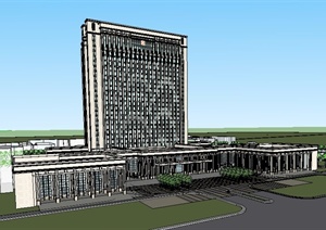现代风格国营医院大楼建筑设计SU(草图大师)模型