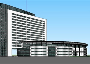 现代多层+小高层医院建筑设计SU(草图大师)模型