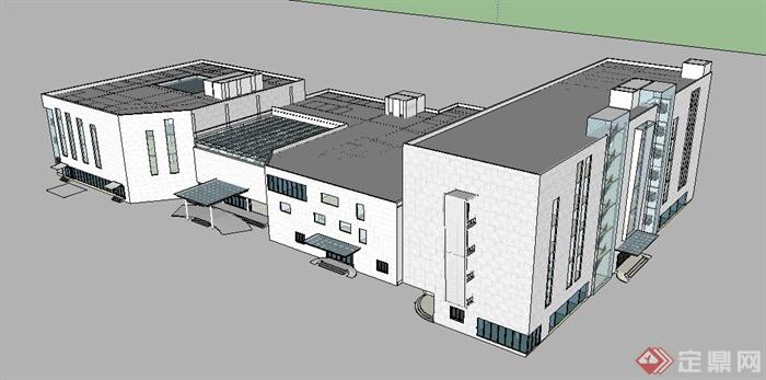 现代风格多层医院建筑Su单体模型(4)