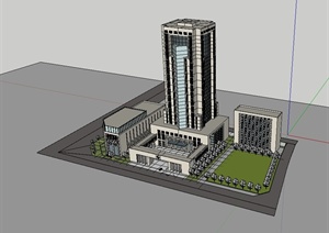 现代办公大厦楼设计SU(草图大师)模型