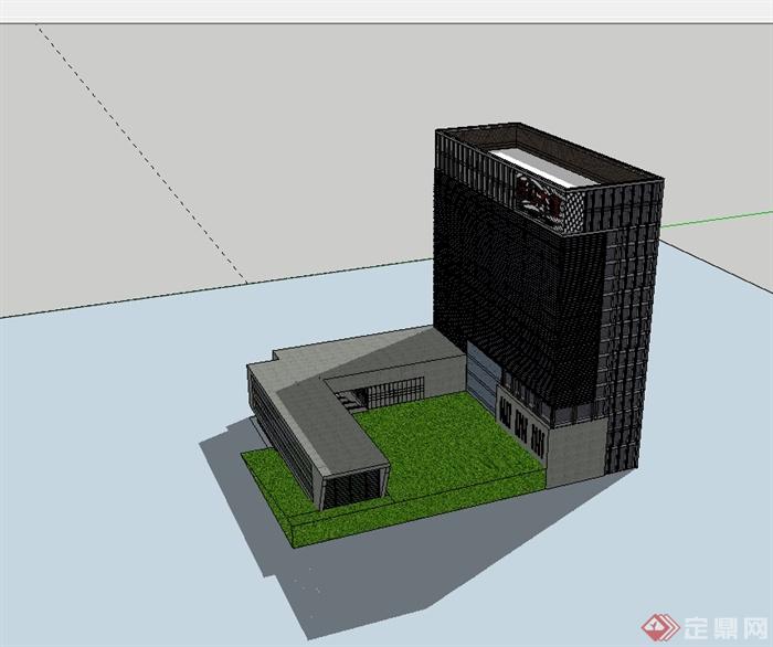 某现代企业办公大楼设计SU模型(3)