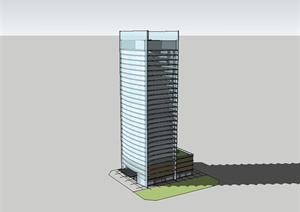现代风格玻璃办公大楼设计SU(草图大师)模型