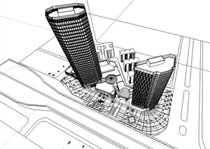 某现代风格高层无材质贴图办公楼设计SU(草图大师)模型
