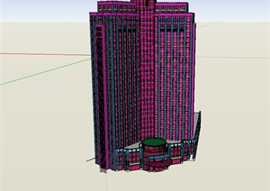 现代风格详细办公大厦建筑设计SU(草图大师)模型