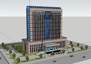 现代政府机关详细办公大楼设计SU(草图大师)模型