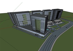 现代高层详细精致办公大楼设计SU(草图大师)模型