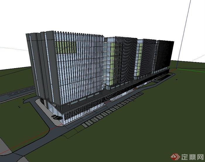 现代高层详细精致办公大楼设计SU模型(3)