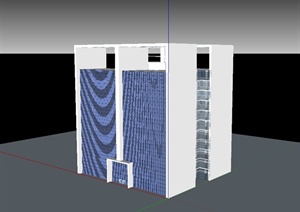 现代简单的办公大楼建筑设计SU(草图大师)模型
