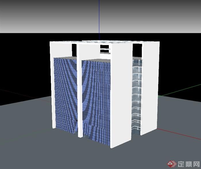 现代简单的办公大楼建筑设计SU模型(3)