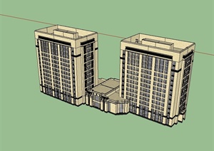 某现代风格酒店式公寓建筑楼设计SU(草图大师)模型