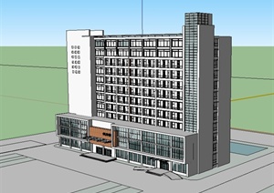 现代小高层住院楼建筑设计SU(草图大师)模型