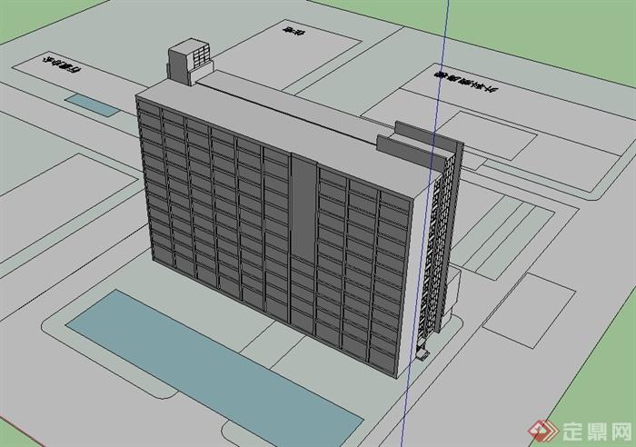 现代小高层住院楼建筑设计su模型(3)