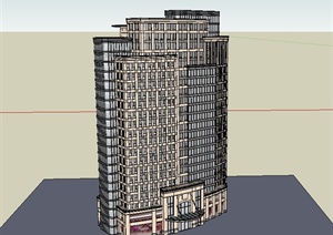 现代高层住宅建筑大厦楼设计SU(草图大师)模型