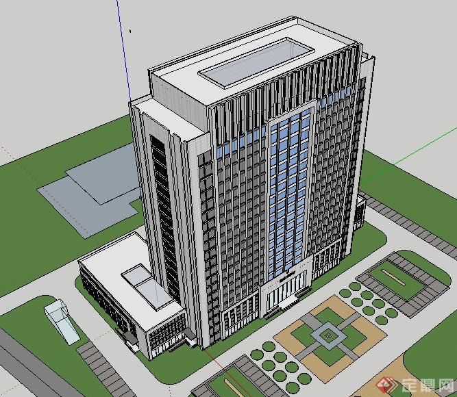 现代综合研发楼办公建筑设计su模型(3)