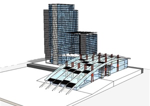 现代风格会展中心建筑大楼设计SU(草图大师)模型