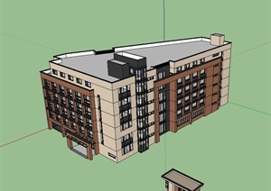 现代风格公司厂房建筑楼设计SU(草图大师)模型