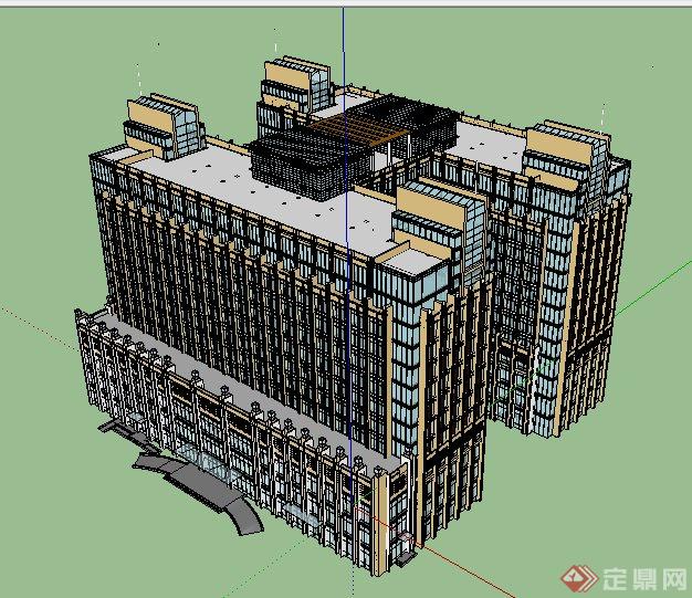 现代高层医院建筑设计su单体模型(3)