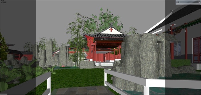 中式风格古典园林景观su模型