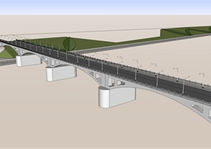 某现代风格交通景观大桥设计SU(草图大师)模型