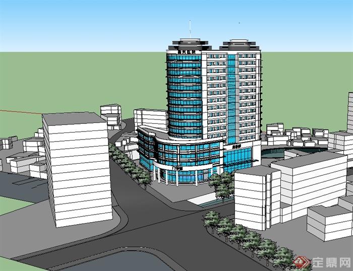 现代风格高层医院建筑楼设计su模型(2)